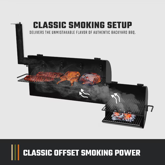 Oklahoma Joe's Highland 879-Sq. in Black Horizontal Charcoal Smoker 22521695 - 24203001 - Certified Refurbished