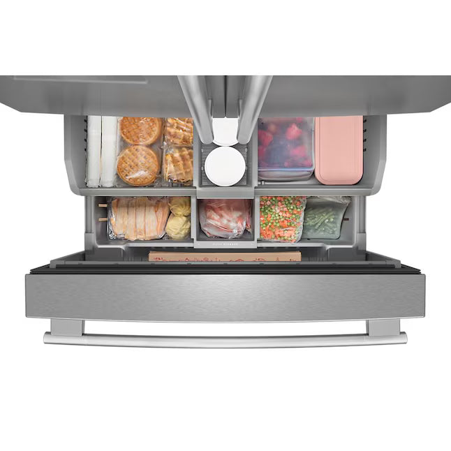 KitchenAid 36 in. 30 cu. ft. Standard Depth French Door Refrigerator in PrintShield Stainless with Exterior Water and Ice KRFF436SPS - Scratch & Dent (Minor)