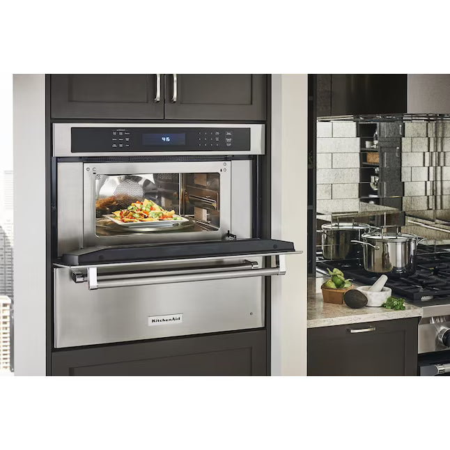 KitchenAid 1.4-cu ft 900 -Watt 29.75-in Built-In Microwave in Stainless Steel KMBP100ESS - Scratch & Dent (Minor)