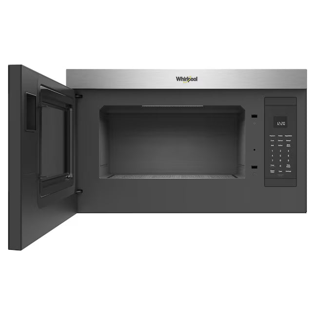Whirlpool 30 in. 1.1 cu. ft. Over-the-Range Microwave in Fingerprint Resistant Stainless Steel with Turntable Free Design WMM5930PZ - Open Box