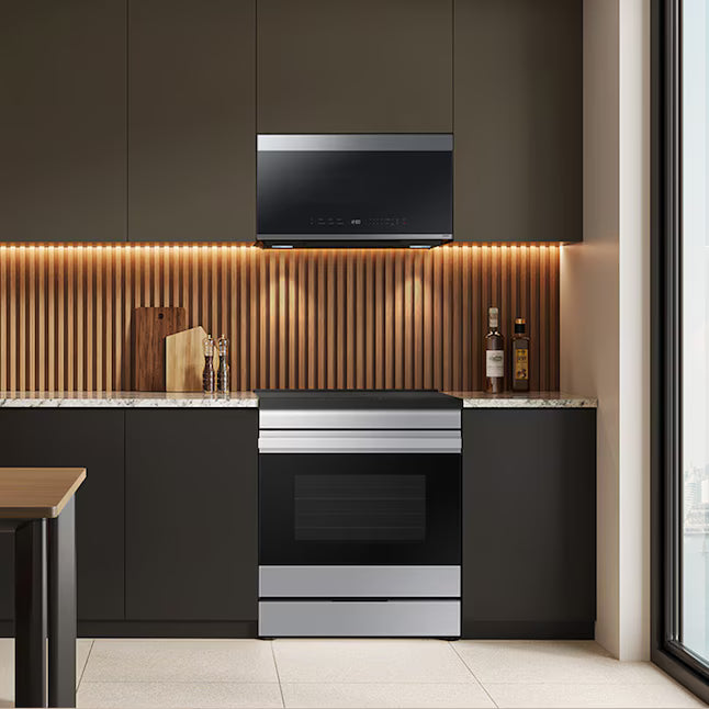 Samsung Bespoke 2.1 Cu. Ft. Over-the-Range Microwave with Sensor Cooking and Edge to Edge Glass Display in Stainless Steel 251316SD1175 - ME21DG6500SR - Open Box