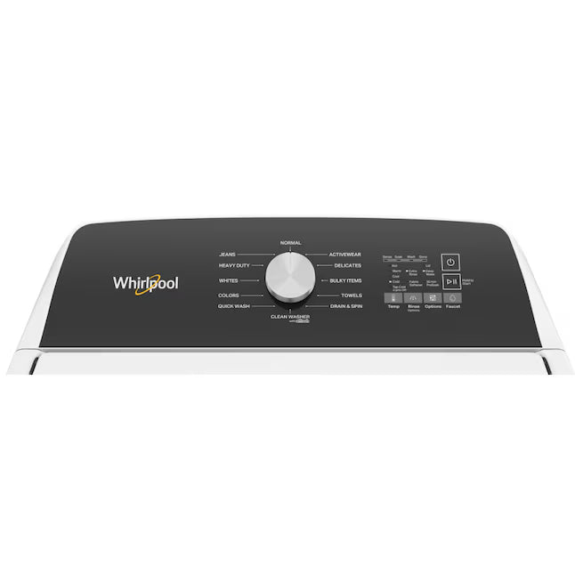Whirlpool White Top Load 4.6 Cu. Ft. Washer with Built-In Faucet WTW5010LW - Scratch & Dent (Minor) and Whirlpool White Electric 7.0 Cu. Ft. Dryer with Moisture Sensing 16201 - WED5010LW - Scratch and Dent (Minor)