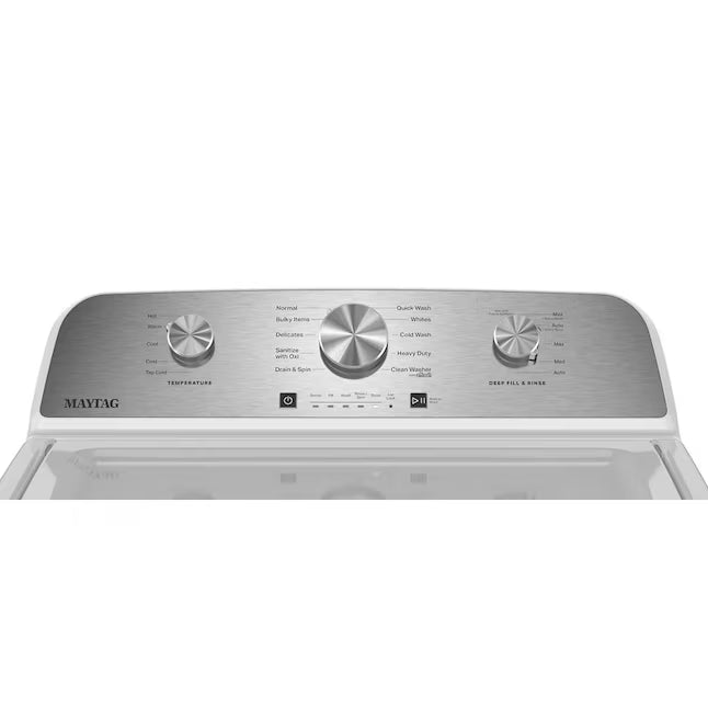 Maytag 4.2 Cu. Ft. Capacity Top Load Washer in White MTW4205SW - Open Box and MayTag 7.0 cu. ft. Top Load Electric Wrinkle Prevent Dryer MED4500MW - Scratch & Dent (Minor)