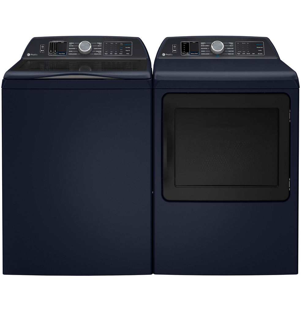 Pictures of GE Profile™ ENERGY STAR® 5.3 cu. ft. Capacity Washer with Smarter Wash Technology PTW805BPWRS - New in Box and GE Profile™ ENERGY STAR® 7.3 cu. ft. Capacity Smart Electric Dryer with Steam and Washer Link GE9872E - PTD80EBPTRS - New in Box - Neu Appliance Outlet - Discount Appliance Outlet in Austin, Tx