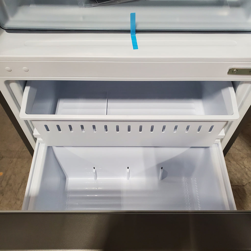 Hisense Counter Depth Bottom Freezer 17.2 Cu. Ft. Refrigerator with LED Lighting and Super Cool and Super Freeze in Fingerprint Stainless Steel 24SD053 - HRB171N6ASE - Scratch and Dent (Minor)