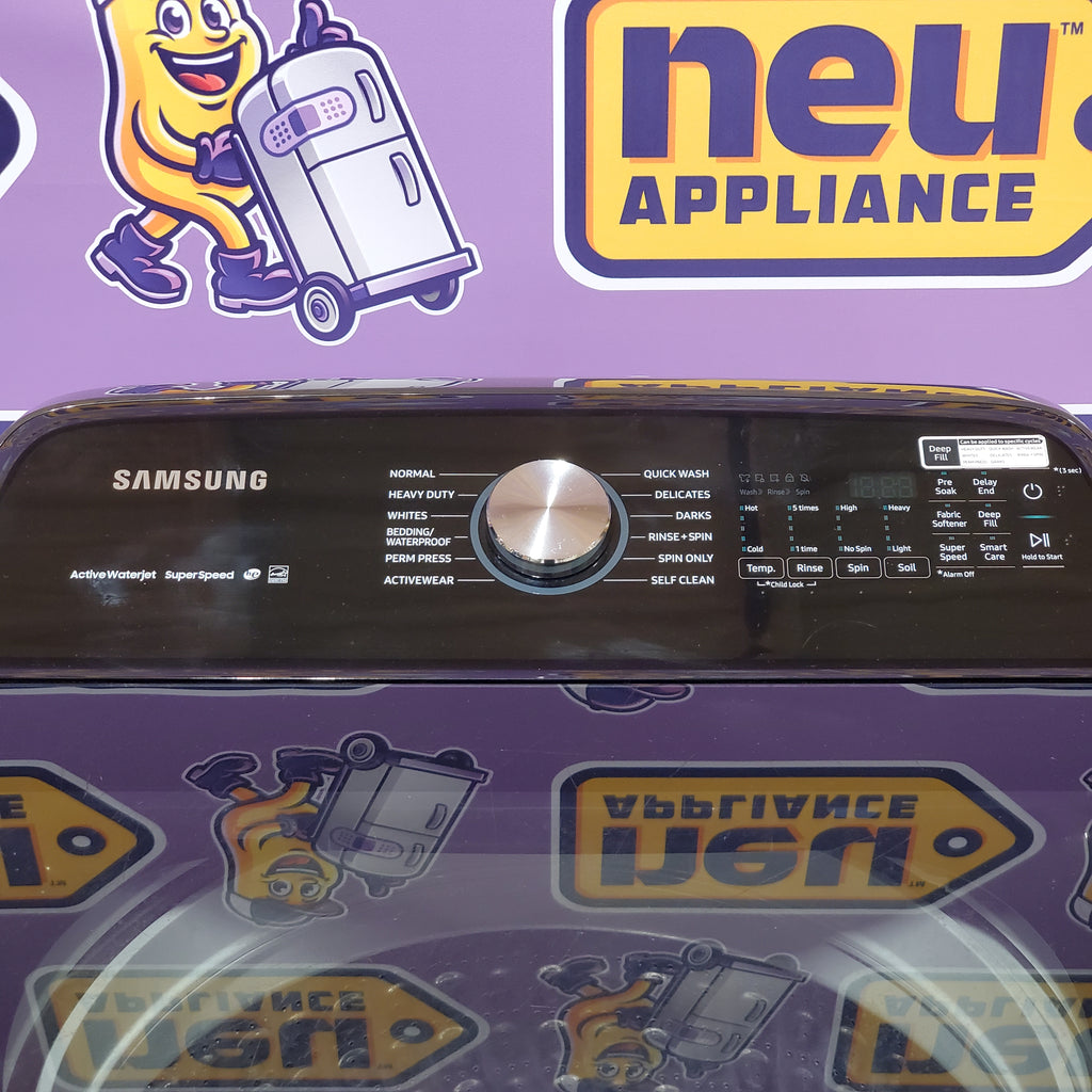 Pictures of Samsung 5.0 cu. ft. Energy Star Top Load Washer with Active Water Jet in Black Stainless Steel 1CR04015 - WA50R5400AV - Certified Refurbished - Neu Appliance Outlet - Discount Appliance Outlet in Austin, Tx