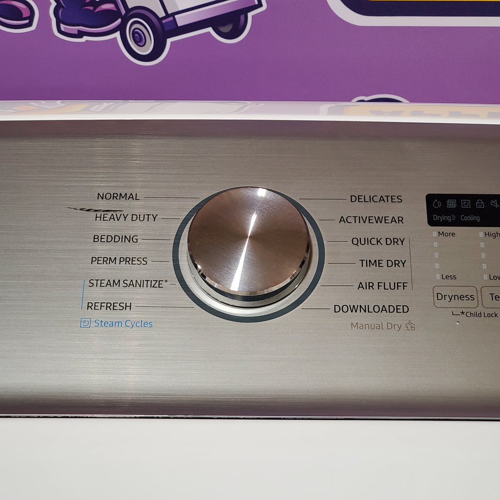 Samsung 5.0 cu. ft. Top Load Washing Machine with Active Water Jet 1CR04027 - WA50R5200AW - Certified Refurbished and Samsung White Smart Electric 7.4 Cu. Ft. Dryer with Sensor Dry and Steam Sanitize+ 16080 - DVE52A5500W - Scratch & Dent (Moderate)