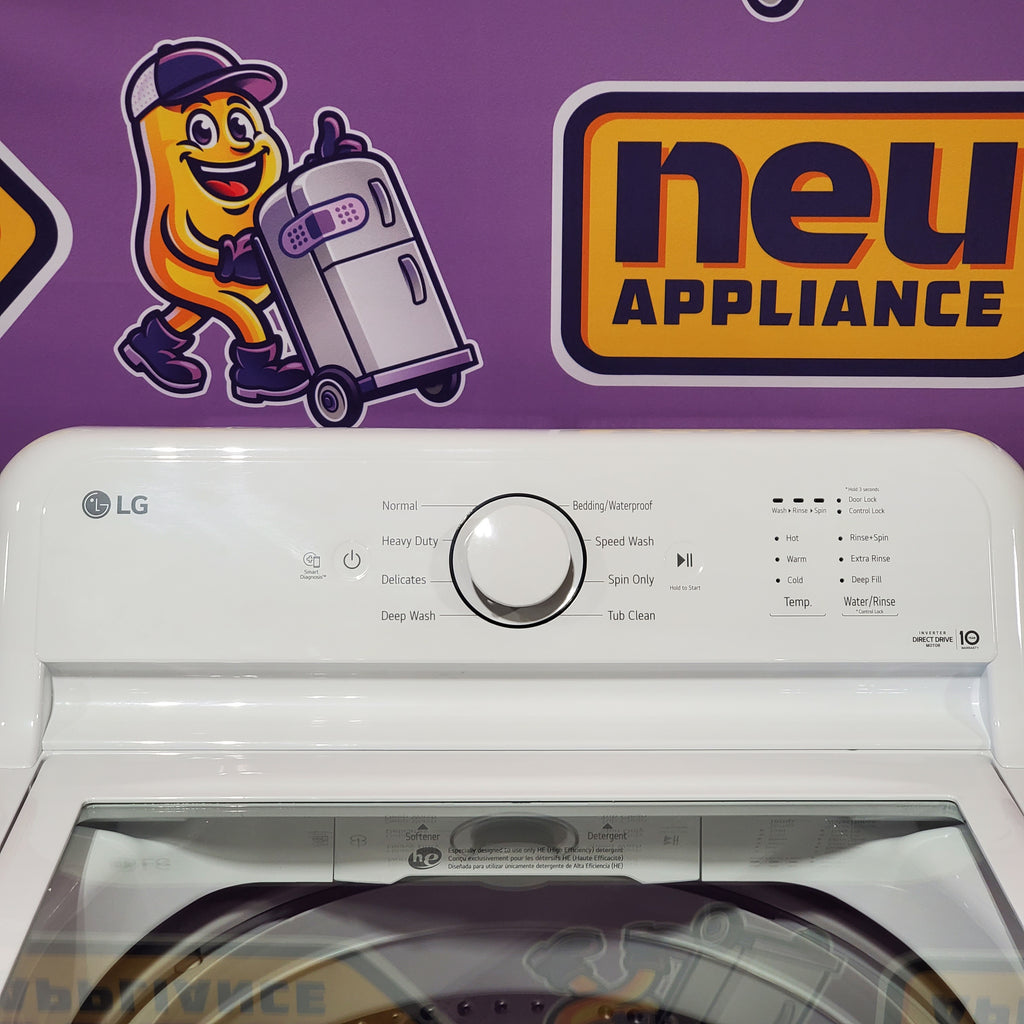 LG Top Load 4.1 Cu. Ft. Washer with TurboDrum Technology in White WT6105CW - New in Box and LG 7.3 Cu. Ft.  Electric Rear Control Ultra Large Capacity Dryer in White with Sensor Dry 16095 - DLE6100W - Scratch & Dent (Minor)