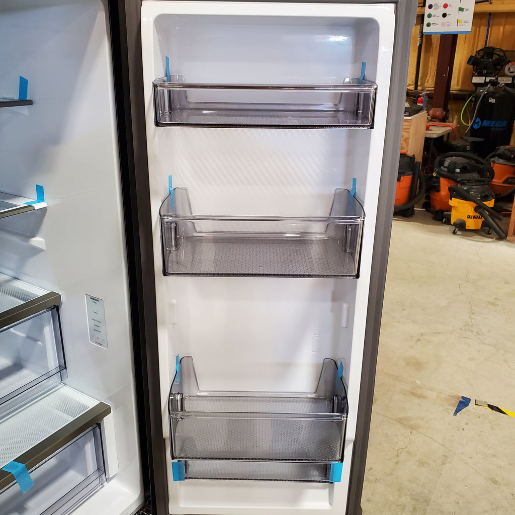 Samsung Bespoke White Glass 3 Door French Door 30 Cu. Ft. Refrigerator with Beverage Center 3SD878 - RF30BB660012 - Scratch & Dent (Minor)