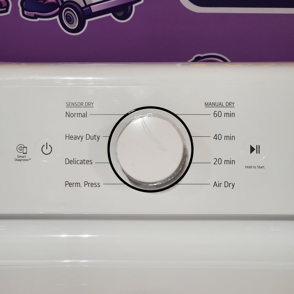 LG 4.3 cu. ft. Ultra Large Capacity Top Load Washer with 4-Way™ Agitator WT7005CW - Certified Refurbished and LG 7.3 Cu. Ft. Electric Rear Control Ultra Large Capacity Dryer with Sensor Dry 16082 - DLE6100W - Scratch & Dent (Minor)