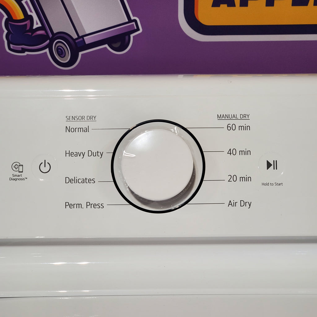 LG 7.3 Cu. Ft. Electric Rear Control Ultra Large Capacity Dryer in White with Sensor Dry 3SD912 - DLE6100W - Scratch & Dent (Minor)