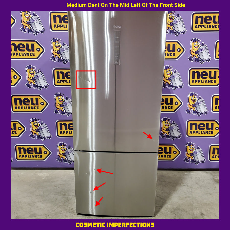 Haier ENERGY STAR® 15 Cu. Ft. Bottom Freezer Refrigerator in Stainless Steel HRB15N3BGS - Scratch & Dent (Moderate)