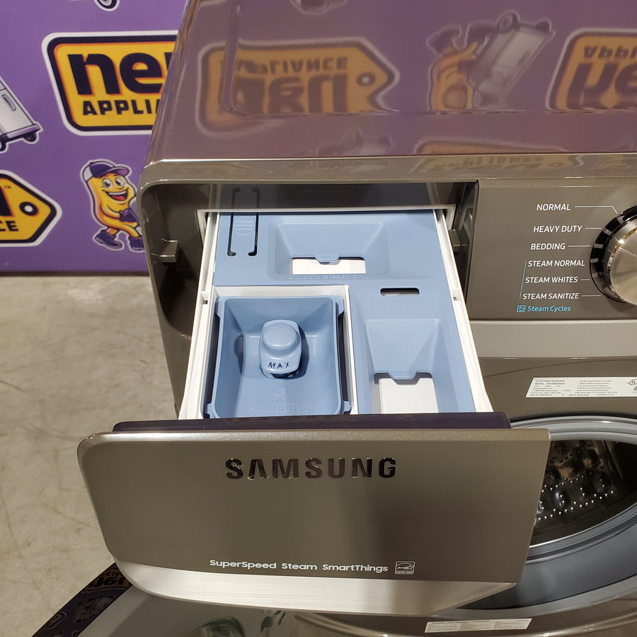 Samsung 4.5 cu. ft. Large Capacity Smart Front Load Washer with Super Speed Wash in Platinum 25139SD779 - WF45B6300AP - Scratch & Dent (Minor)
