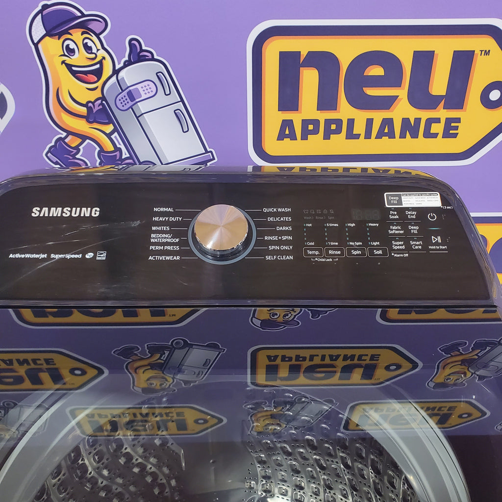 Pictures of Samsung 5.0 cu. ft. Energy Star Top Load Washer with Active Water Jet in Black Stainless Steel 1CR03192 - WA50R5400AV - Certified Refurbished - Neu Appliance Outlet - Discount Appliance Outlet in Austin, Tx