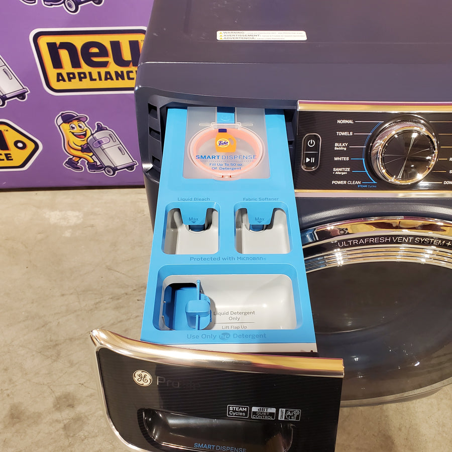 GE Profile 5.3 cu. ft. Smart Front Load ENERGY STAR Washer with OdorBlock UltraFresh Vent System and Microban Technology in Sapphire Blue 31133SD169 - PFW870SPVRS - Scratch & Dent (Moderate)