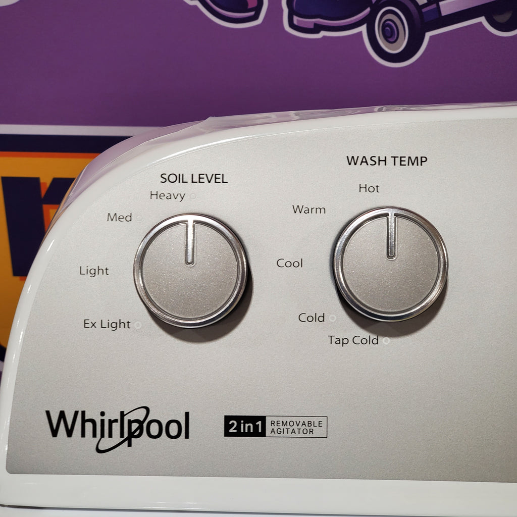 Whirlpool 3.8–3.9 Cu. Ft.  Top Load Washer with 2 in 1 Removable Agitator and Soil Level Selection WTW4957PW - Open Box and Whirlpool 7-cu ft Vented Electric Dryer 16050 - WGD4815EW - Scratch & Dent (Minor)