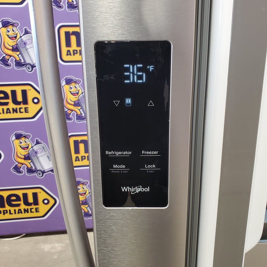 Whirlpool French Door 30 cu ft Refrigerator in Fingerprint Resistant Stainless Finish with In-Door Water and Ice Maker - 30 cu. ft. WRFF3536SZ - Scratch & Dent (Minor)