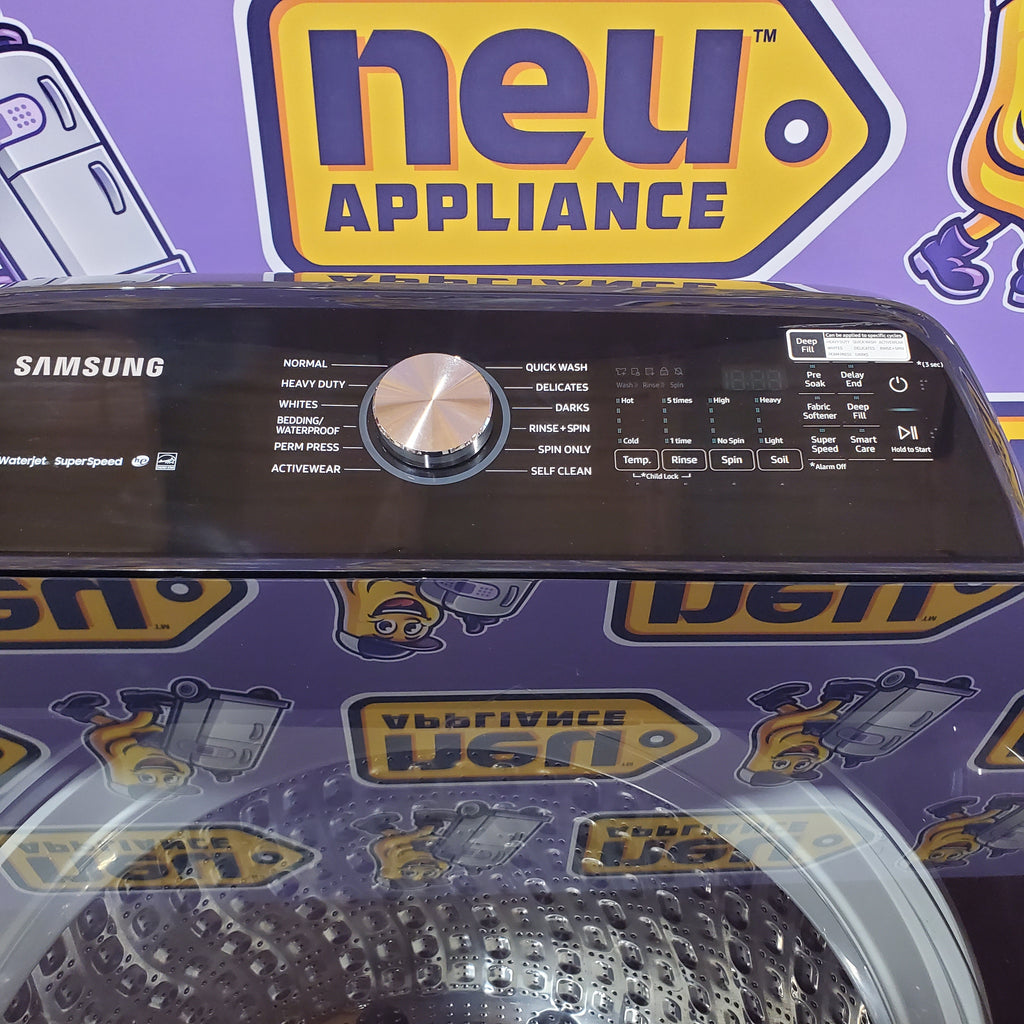 Pictures of Samsung 5.0 cu. ft. Energy Star Top Load Washer with Active Water Jet in Black Stainless Steel 1CR04034 - WA50R5400AV - Certified Refurbished - Neu Appliance Outlet - Discount Appliance Outlet in Austin, Tx