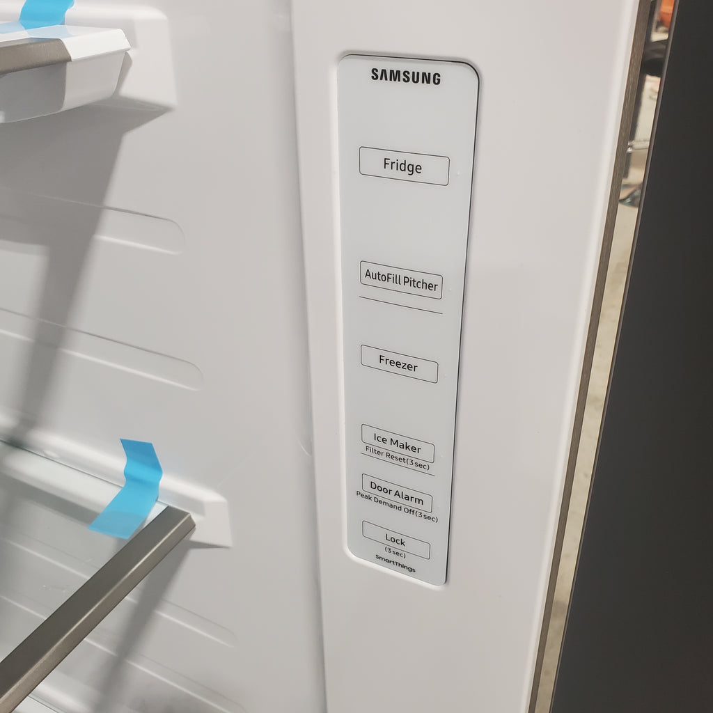 Samsung 36 Inch Freestanding Side by Side Smart Refrigerator with 28 cu. ft. Capacity, SpaceMax™ Technology, Beverage Center, Dual Ice Maker, Auto Open Door, Internal Water Dispenser and Built In Pitcher - Scratch and Dent (Minor)