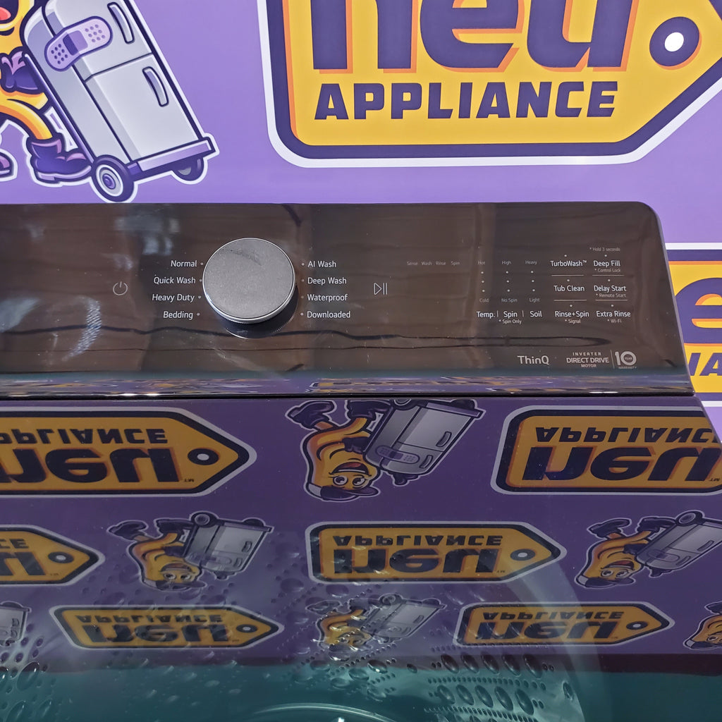 Pictures of LG 5.3 cu. ft. Capacity Top Load Washer with 4-Way® Agitator and EasyUnload™ WT8405CB - Open Box and LG 7.3 cu. ft. Capacity Smart Rear Control Electric Dryer with AI Sensing, EasyLoad™ Door DLE8400BE - Open Box - Neu Appliance Outlet - Discount Appliance Outlet in Austin, Tx