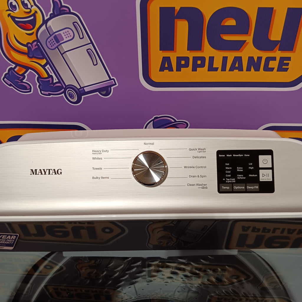 Pictures of Maytag Top Load 4.8 cu ft Washer with Deep Fill and Slow-Close Glass Lid MVW6200KW - Scratch & Dent (Minor) and Maytag 7.0 cu ft Electric Dryer with Moisture Sensing and Quick Dry Cycle 16156 - MED6200KW - Open Box - Neu Appliance Outlet - Discount Appliance Outlet in Austin, Tx
