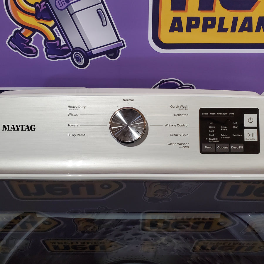 Maytag Top Load 4.8 cu ft Washer with Deep Fill and Slow-Close Glass Lid MVW6200KW - Scratch & Dent (Moderate) and Maytag 7.0 cu. ft Top Load Electric Dryer with Moisture Sensing 16227 - MGD6200KW - Scratch and Dent (Minor)