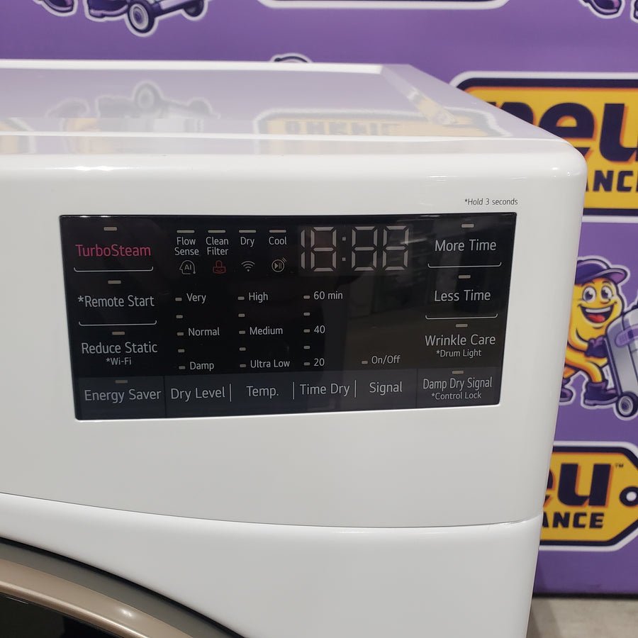 LG 4.5 cu. ft. Front Load Washer with Steam and Built-In Intelligence in White WM4000HWA - Scratch & Dent (Moderate) and LG 7.4 cu. ft. Front Load Electric Dryer with TurboSteam and Sensor Dry Technology in White 16296 - DLEX4000W - Scratch & Dent (Minor)