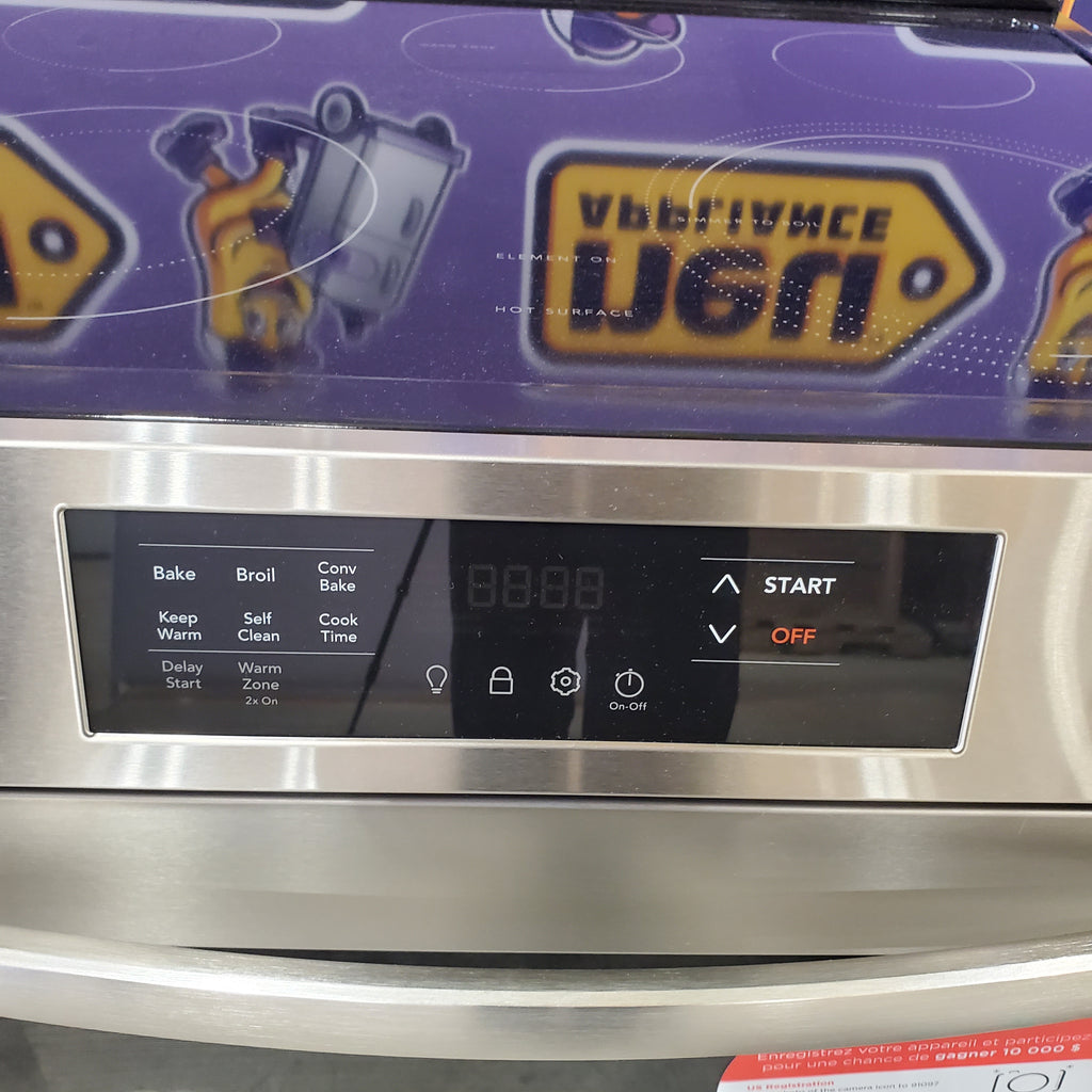 Pictures of Stainless Steel Frigidaire 30-in Glass Top 5 burner Slide-In Electric Range with 5.3-cu ft Convection Oven FCFE308LAF - Open Box - Neu Appliance Outlet - Discount Appliance Outlet in Austin, Tx