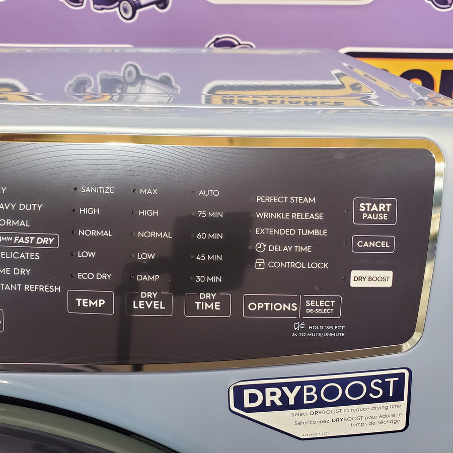 Electrolux Glacier Blue 400 Series Electric 8.0 Cu. Ft. Dryer with Perfect Steam Option and Extended Tumble 22136SD254 - ELFE7437AG - Open Box
