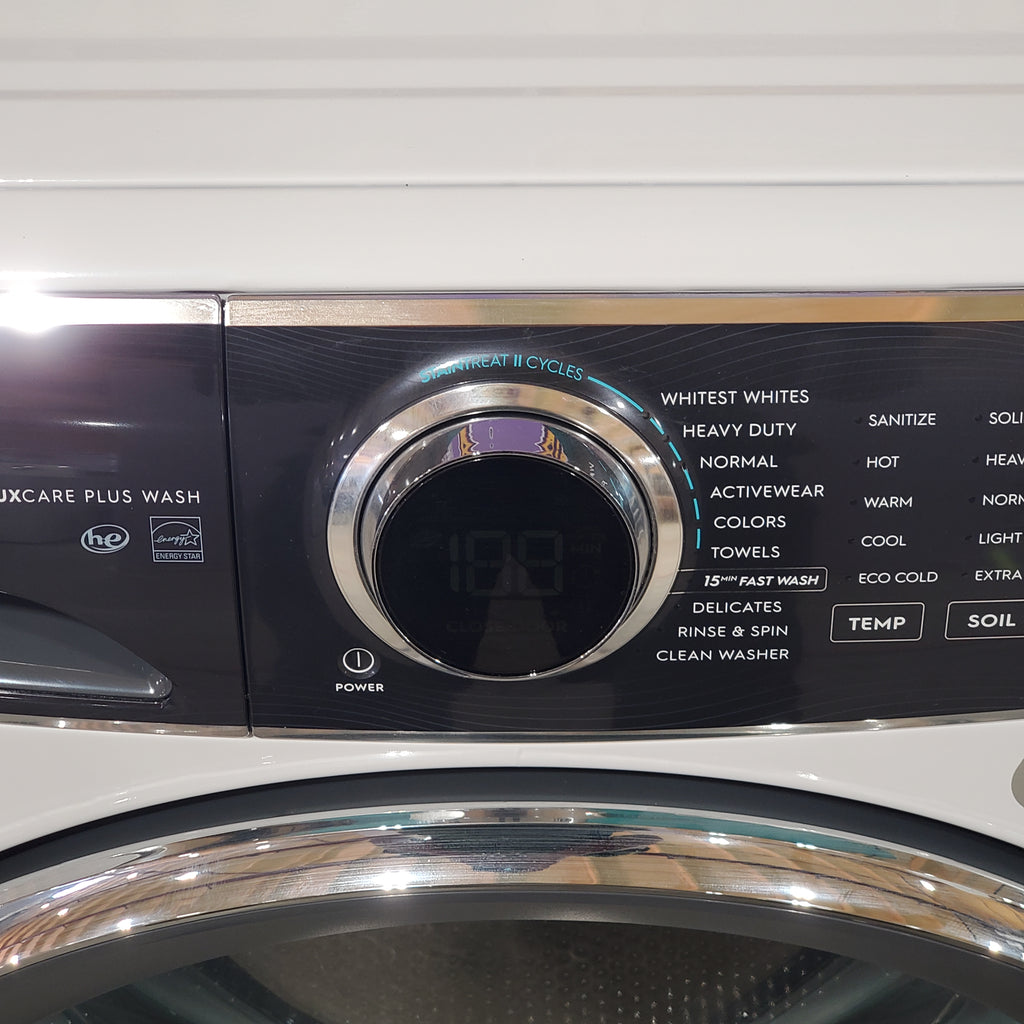 Pictures of Electrolux 4.5 cu. ft. Stackable Front Load Washer in White with LuxCare Plus Wash System, Pure Rinse and 15-minute Fast Wash ELFW7537AW - Open Box and 8-cu ft Stackable Steam Cycle Electric Dryer in White ELFE7637AW - Open Box - Neu Appliance Outlet - Discount Appliance Outlet in Austin, Tx