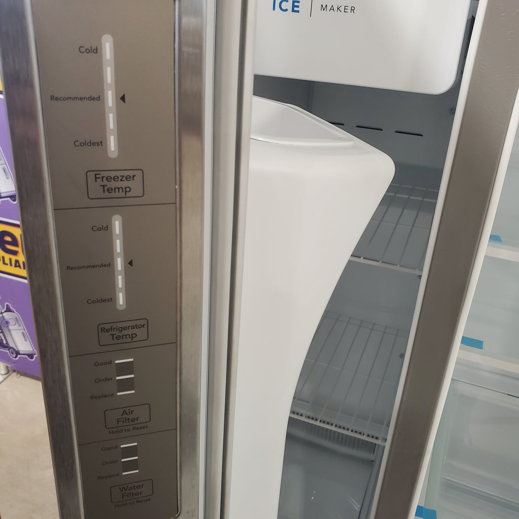 Frigidaire 25.6 cu. ft. ENERGY STAR Side by Side Refrigerator with Exterior Water and Ice Dispenser in Stainless Steel FRSS2623AS - Scratch & Dent (Minor)