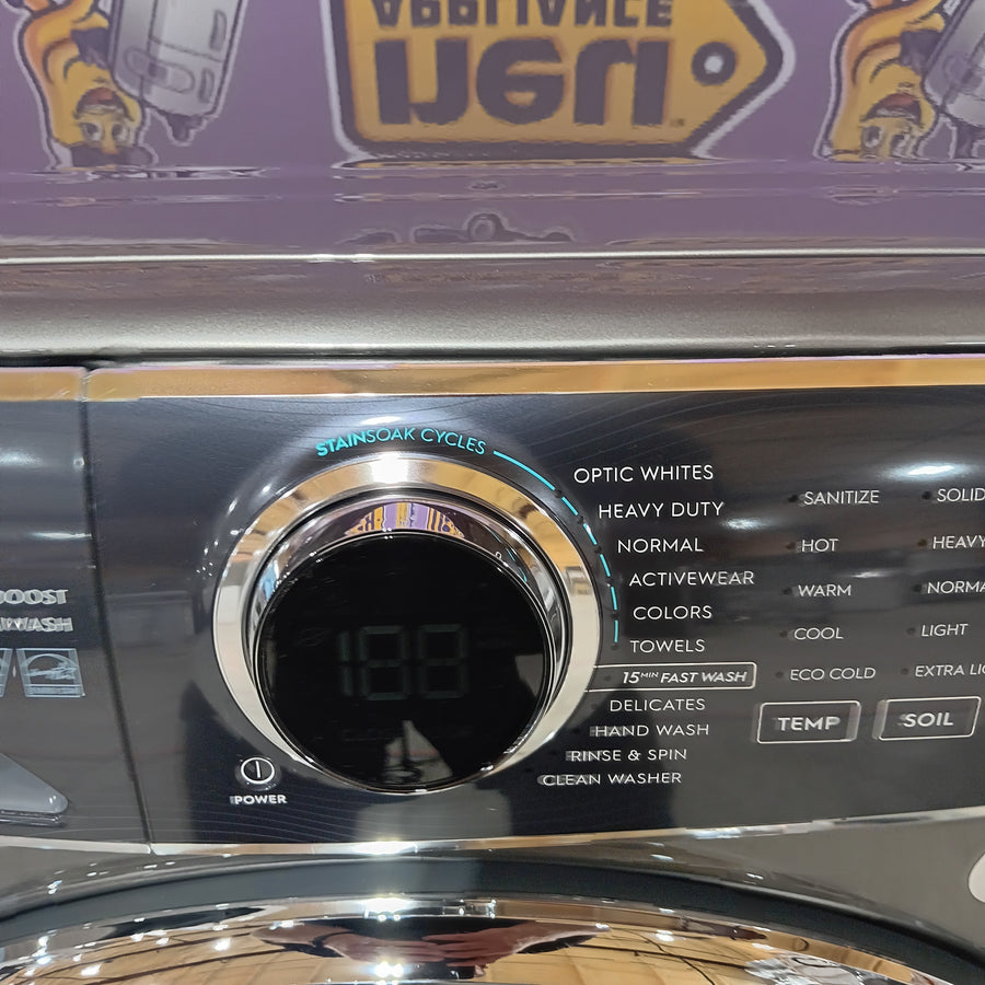 Electrolux Titanium Front Load 600 Series 4.5 Cu. Ft. Washer with Smartboost ELFW7637AT - Scratch & Dent (Moderate) and Electrolux 8 cu. ft. vented Front Load Stackable 600 Series Electric Dryer with LuxCare Dry 16248 - ELFE7637AT - Scratch & Dent (Minor)