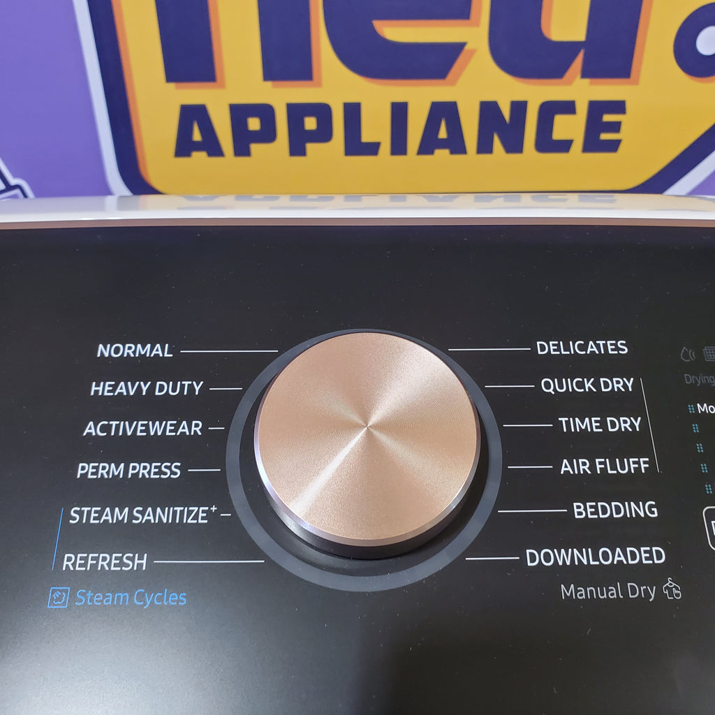 Pictures of Samsung Smart Top Load 5.5 Cu. Ft. with Auto Dispense Washer WA55CG7500AE - Open Box and Samsung 7.4 cu. ft. Vented Smart Gas Dryer in Ivory with Steam Sanitize+ DVG55CG7500E - Scratch & Dent (Minor) - Neu Appliance Outlet - Discount Appliance Outlet in Austin, Tx