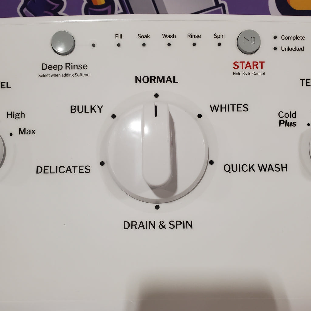 Hotpoint® 4.0 cu. ft. Capacity Washer with Cold Plus and Water Level Control HTW265ASWWW - Open Box and Hotpoint 6.2 cu. ft. Capacity Electric Dryer with Up To 120 ft. Venting and Shallow Depth 16183 - HTX26EASWWW - Scratch & Dent (Moderate)