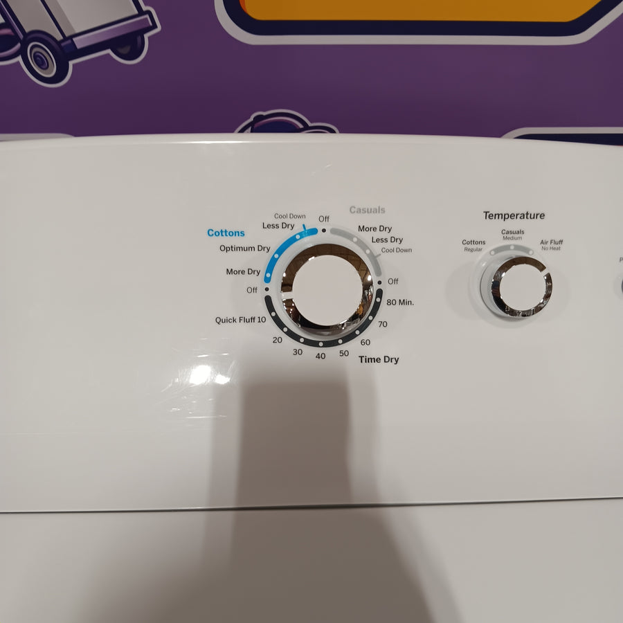 GE White Top Load 4.0 Cu. Ft. Capacity Washer with Stainless Steel Wash Basket GTW325ASWWW - Scratch & Dent (Moderate) and GE 7.2 cu. ft. Capacity Aluminized Alloy Drum Electric Dryer 16292 - GTD33EASKWW - Certified Refurbished