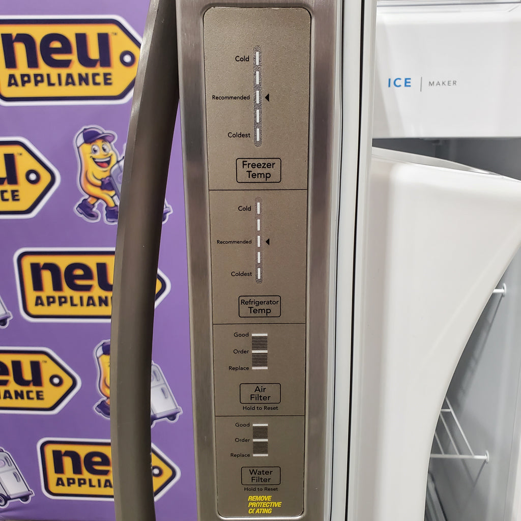 Frigidaire 25.6-cu ft ENERGY STAR Side-by-Side Refrigerator with Ice Maker in Fingerprint Resistant Stainless Steel 22131SD101 - FRSS26L3AF - Scratch & Dent (Minor)