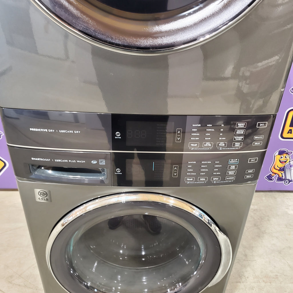Pictures of Electrolux Laundry Tower Single Unit Front Load 4.5 Cu. Ft. Washer and 8 Cu. Ft. Gas Dryer in Titanium ELTG7600AT - Scratch & Dent (Minor) - Neu Appliance Outlet - Discount Appliance Outlet in Austin, Tx