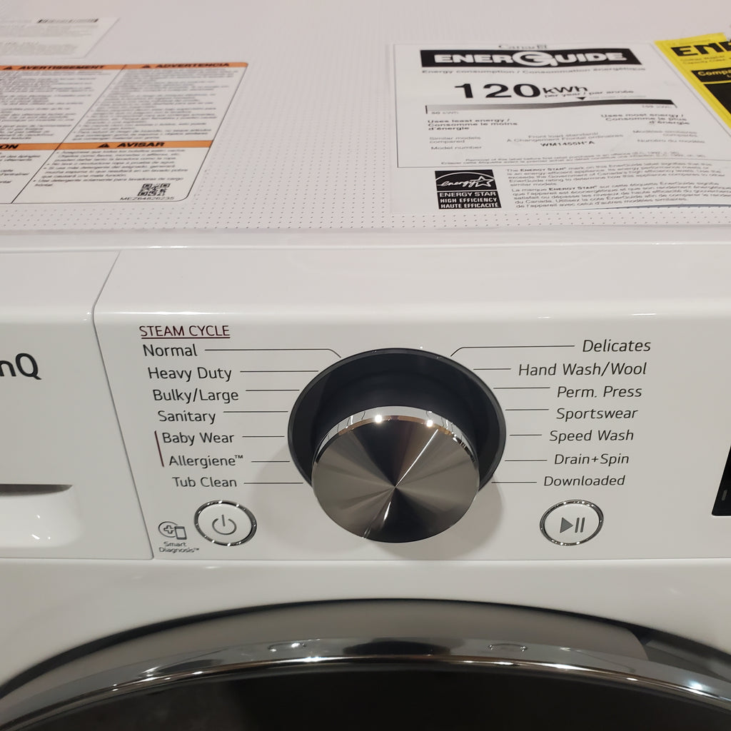 Pictures of LG 2.4 cu.ft. Compact Front Load Washer with Built-In Intelligence WM1455HWA - Open Box and LG 4.2 cu.ft. Smart wi-fi Enabled Compact Front Load Dryer with Dual Inverter HeatPump™ Technology 16214 - DLHC1455W - Scratch & Dent (Minor) - Neu Appliance Outlet - Discount Appliance Outlet in Austin, Tx