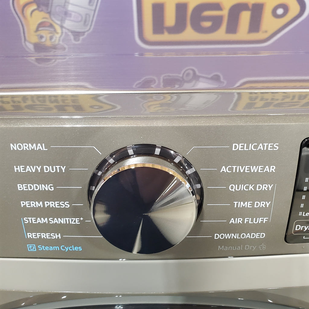 Samsung 4.5 cu. ft. Large Capacity Smart Front Load Washer with Super Speed Wash in Platinum WF45B6300AP - Scratch & Dent (Minor) and Samsung 7.5 cu. ft. Front Load Electric Dryer with Steam 16135 - DVE45B6300P - Scratch & Dent (Minor)