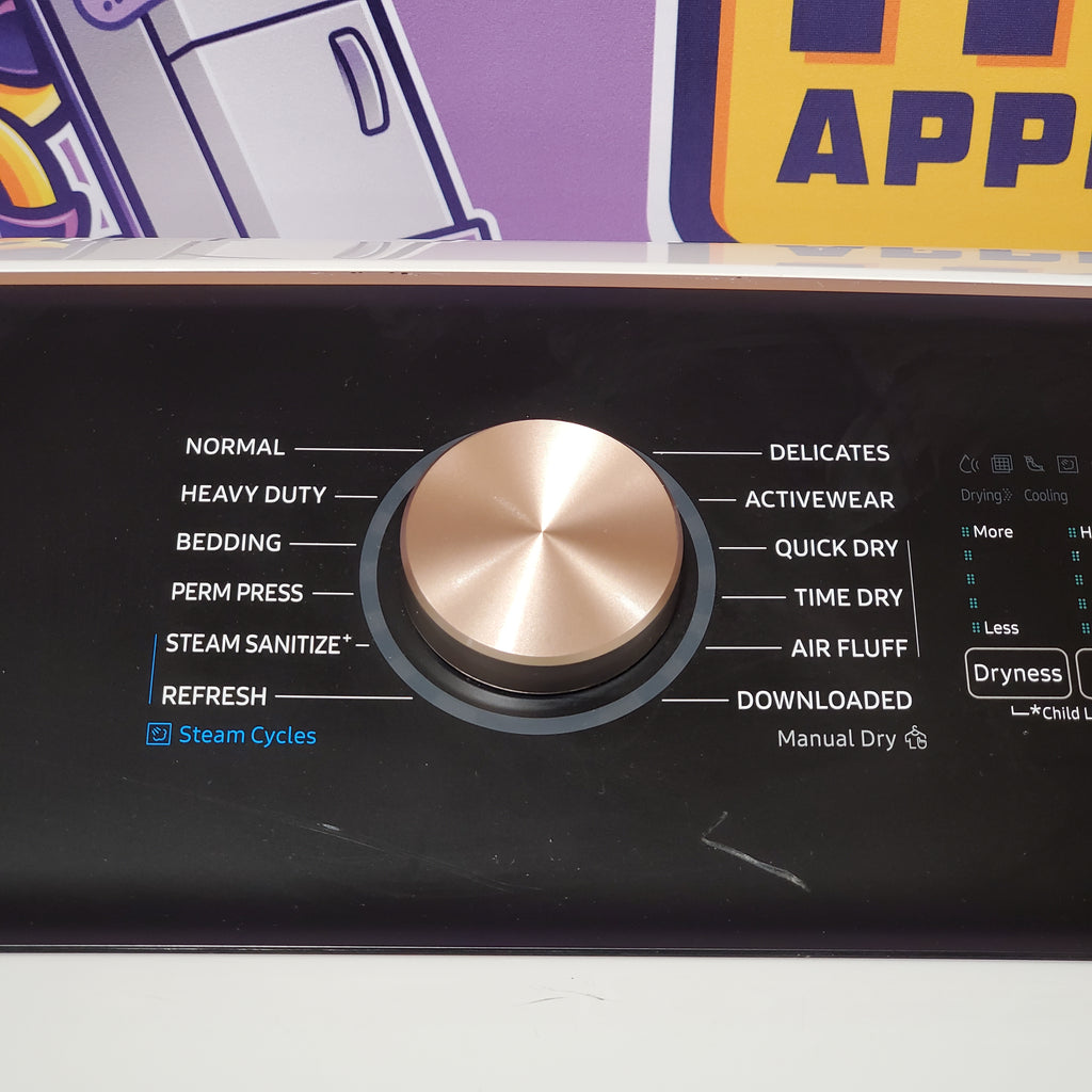 Pictures of Samsung Extra Large Steam Cycle Vented Electric Dryer Energy Star Certified in Ivory 1CR02123 - DVE55A7300E - Scratch & Dent (Moderate) - Neu Appliance Outlet - Discount Appliance Outlet in Austin, Tx