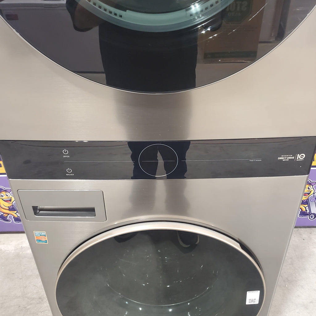 Pictures of LG Graphite Steel Front Load WashTower Single Unit with Center Controls 4.5 Cu. Ft. Washer and 7.4 Cu. Ft. Dryer 3SD886 - WKE100HVA - Open Box - Neu Appliance Outlet - Discount Appliance Outlet in Austin, Tx