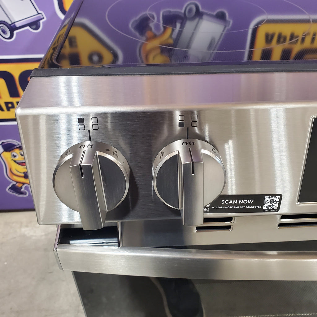 GE® Fingerprint Resistant Stainless 30" Slide-In Electric Convection Range with No Preheat Air Fry and EasyWash™ Oven Tray 22SD034 - GRS60LAVFS - Open Box