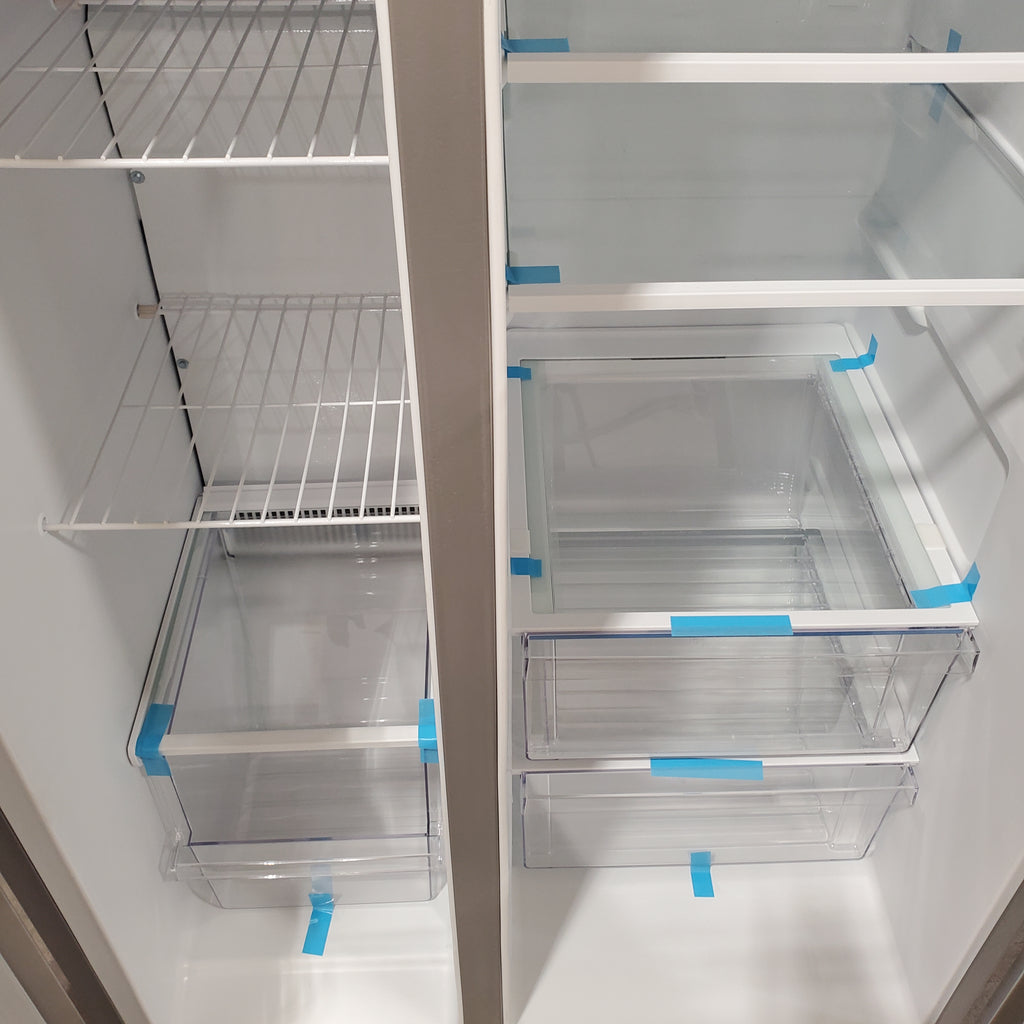 Frigidaire 25.6 cu. ft. ENERGY STAR Side by Side Refrigerator with Exterior Water and Ice Dispenser in Stainless Steel FRSS2623AS - Scratch & Dent (Minor)