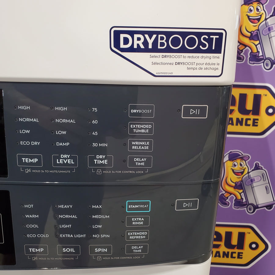 Electrolux White 300 Series Laundry Tower Single Unit Washer & Gas Dryer with LuxCare Wash System 30133SD139 - ELTG7300AW - Scratch & Dent (Moderate)