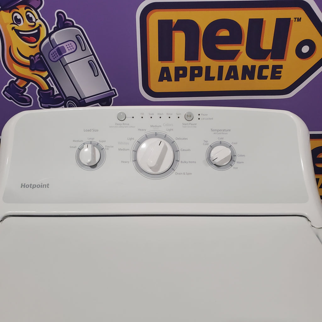 Pictures of Hotpoint White Top Load 3.8 Cu. Ft. Washer with Stainless Steel Basket and Heavy Duty Agitator HTW240ASKWS - Certified Refurbished - Neu Appliance Outlet - Discount Appliance Outlet in Austin, Tx