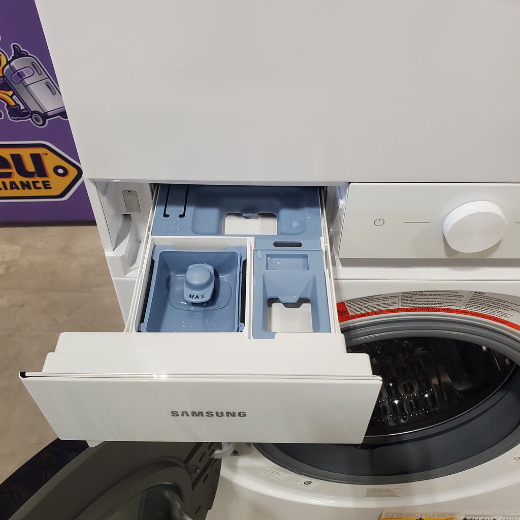 Pictures of Samsung Bespoke White AI Laundry Hub with 4.6 Cu. Ft. Washer with Steam Wash and 7.3 Cu. Ft. Dryer WH46DBH100EWA3 - Scratch and Dent (Minor) - Neu Appliance Outlet - Discount Appliance Outlet in Austin, Tx