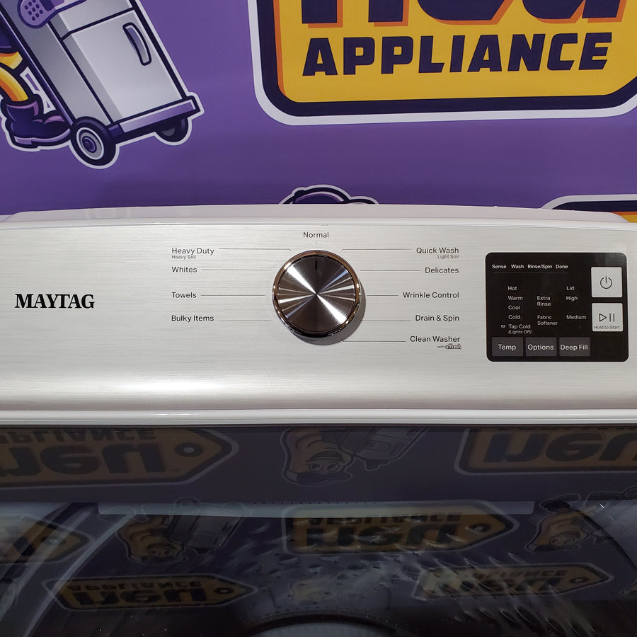 Maytag Top Load 4.8 cu ft Washer with Deep Fill and Slow-Close Glass Lid MVW6200KW - Scratch & Dent (Minor) and Maytag 7.0 cu. ft Top Load Gas Dryer with Moisture Sensing 16226 - MGD6200KW - Scratch and Dent (Minor)