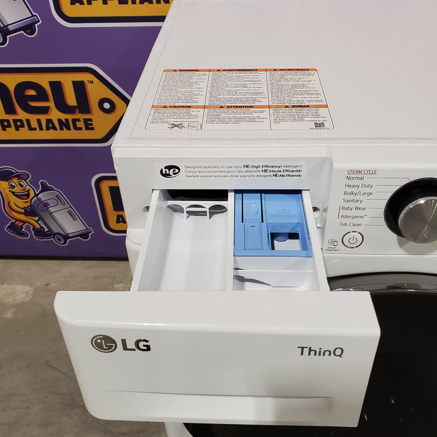 LG White 2.4 cu.ft. Smart Wi-fi Enabled Compact Front Load Washer with Built-In Intelligence 251315SD1129 - WM1455HWA - Scratch & Dent (Minor)