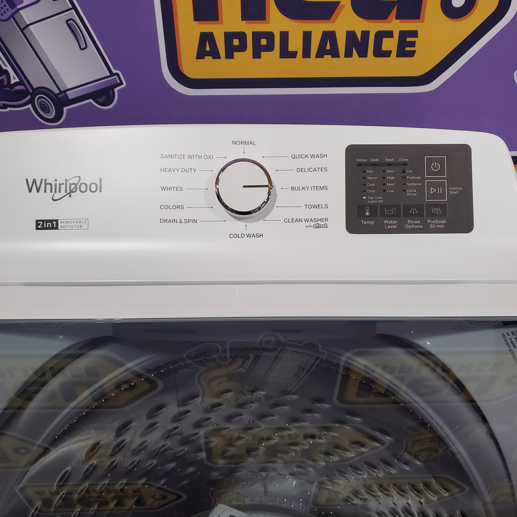 Whirlpool® 4.2–4.3 Cu. Ft. Top Load Washer with 2-in-1 Removable Agitator and Soft Close Glass Lid 22SD044 - WTW4307SW - Open Box