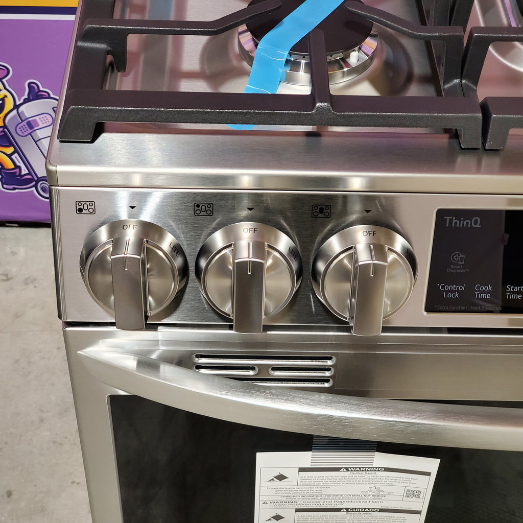 Pictures of LG 6.3 cu ft. Smart wi-fi Enabled ProBake Convection® InstaView® Gas Slide-In Range with Air Fry in Print Proof Stainless Steel - 3SD695 - LSGL6335F - Open Box - Neu Appliance Outlet - Discount Appliance Outlet in Austin, Tx